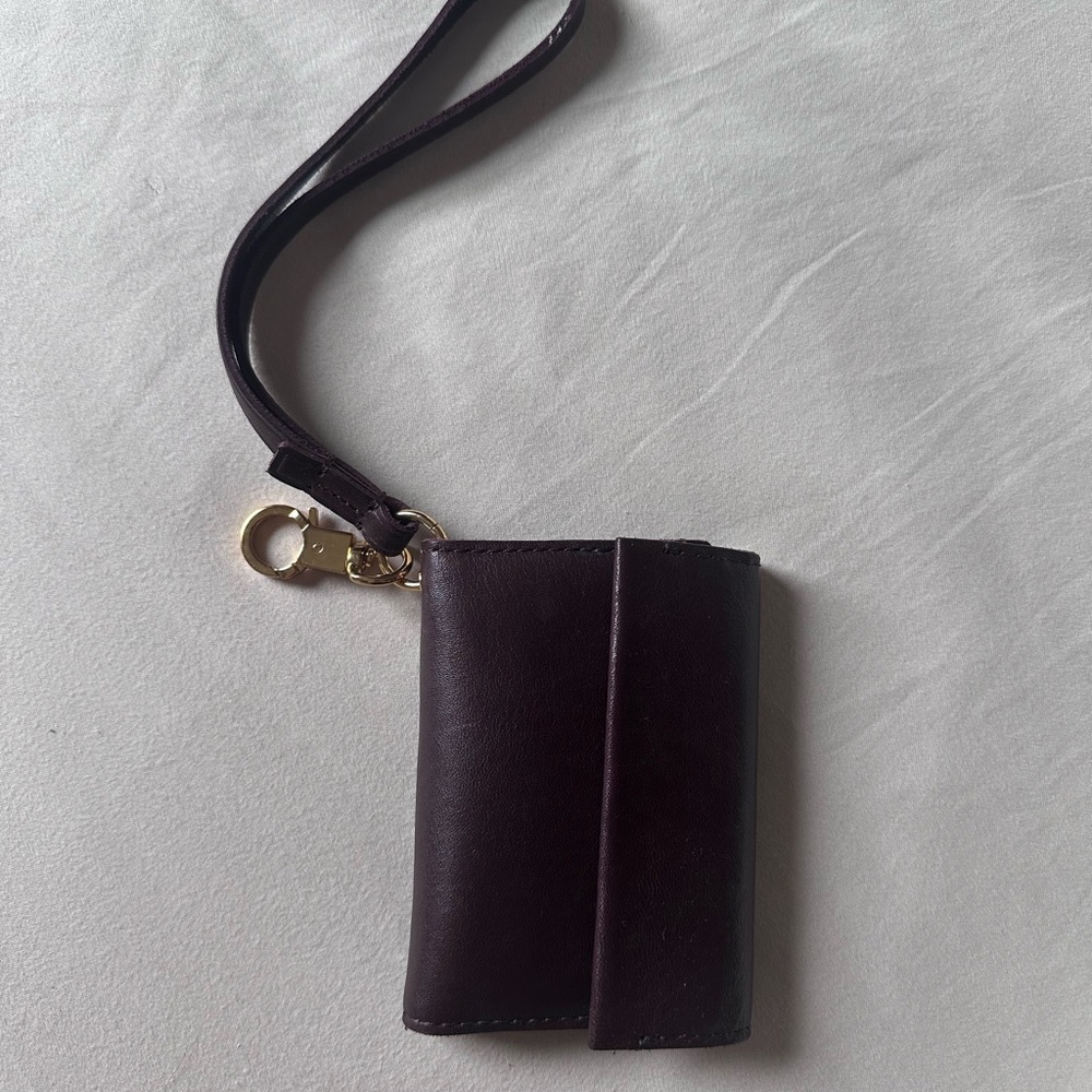 Madewell Dark Brown Leather Wallet with Gold Hardware